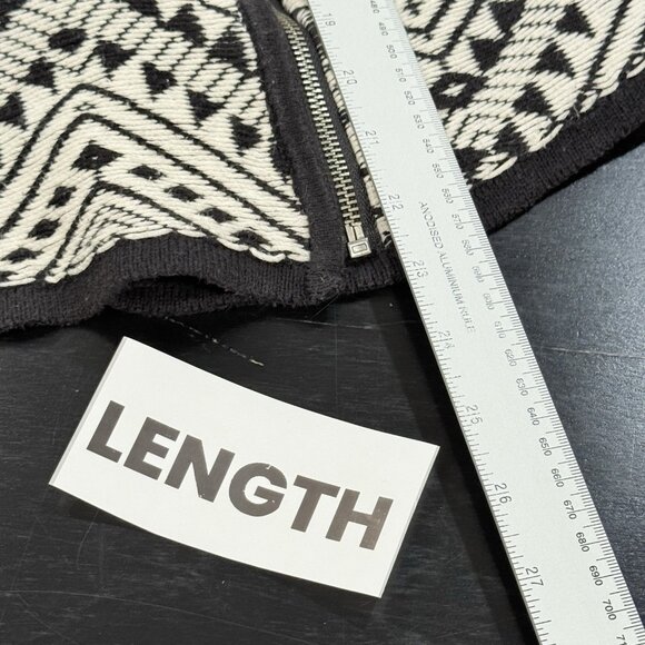 Lucky Brand Black White Aztec Moto Zip Boho Cardigan Sweater Womens Size Medium - Picture 12 of 12